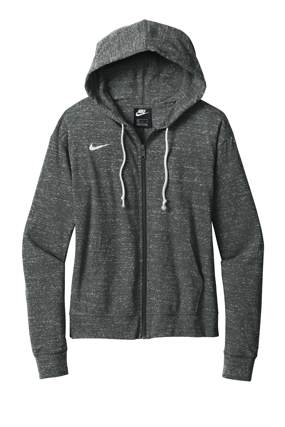 Nike Womens Gym Vintage Full Zip Hooded Sweatshirt Hoodie w/ Pockets - Team Anthracite Grey
