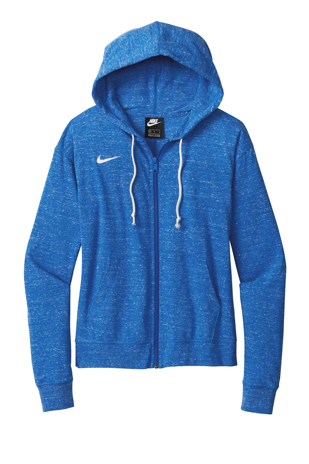 Nike Womens Gym Vintage Full Zip Hooded Sweatshirt Hoodie w/ Pockets - Team Royal Blue