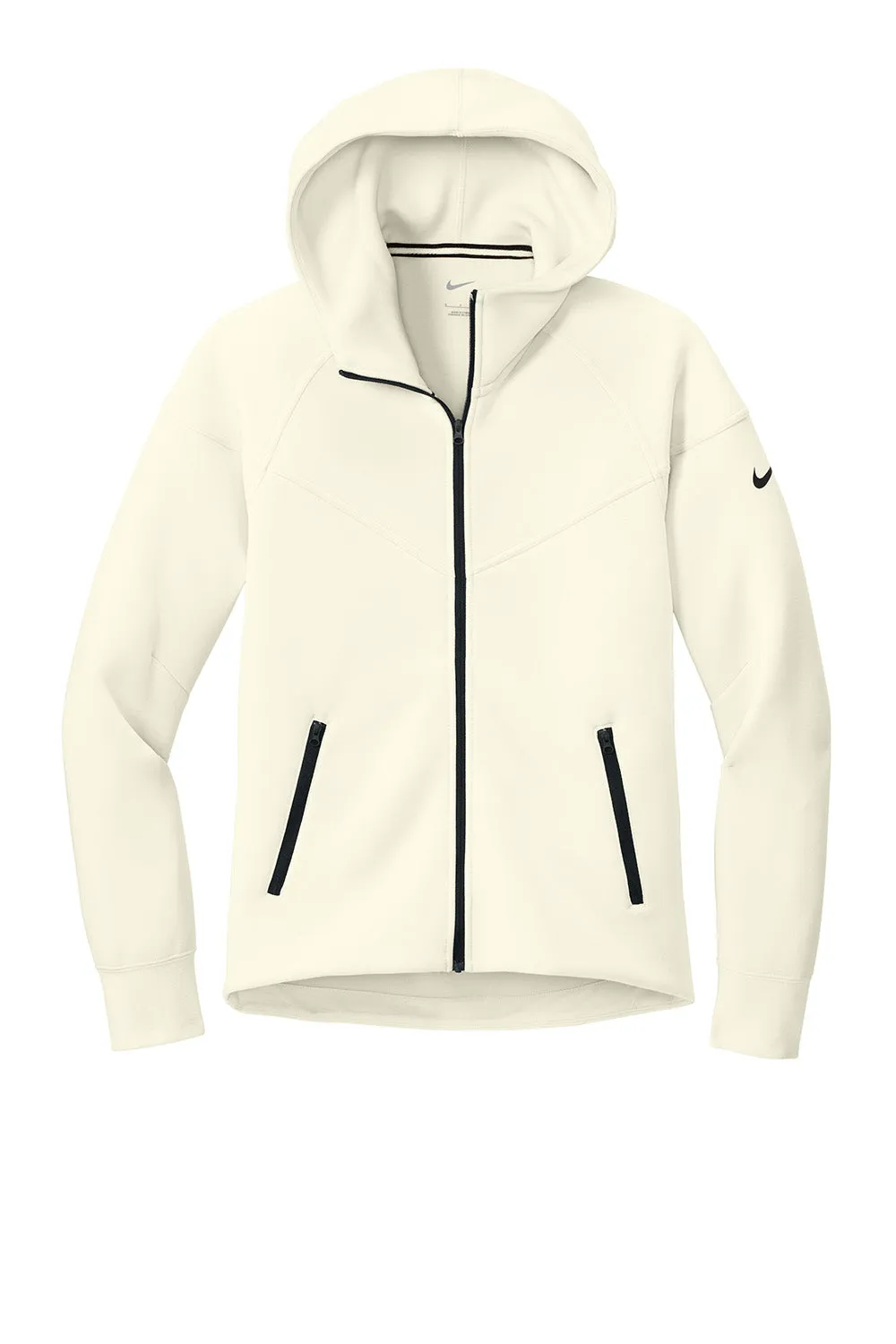 Nike Womens Tech Fleece Full Zip Hooded Sweatshirt Hoodie w/ Pockets - Pale Ivory