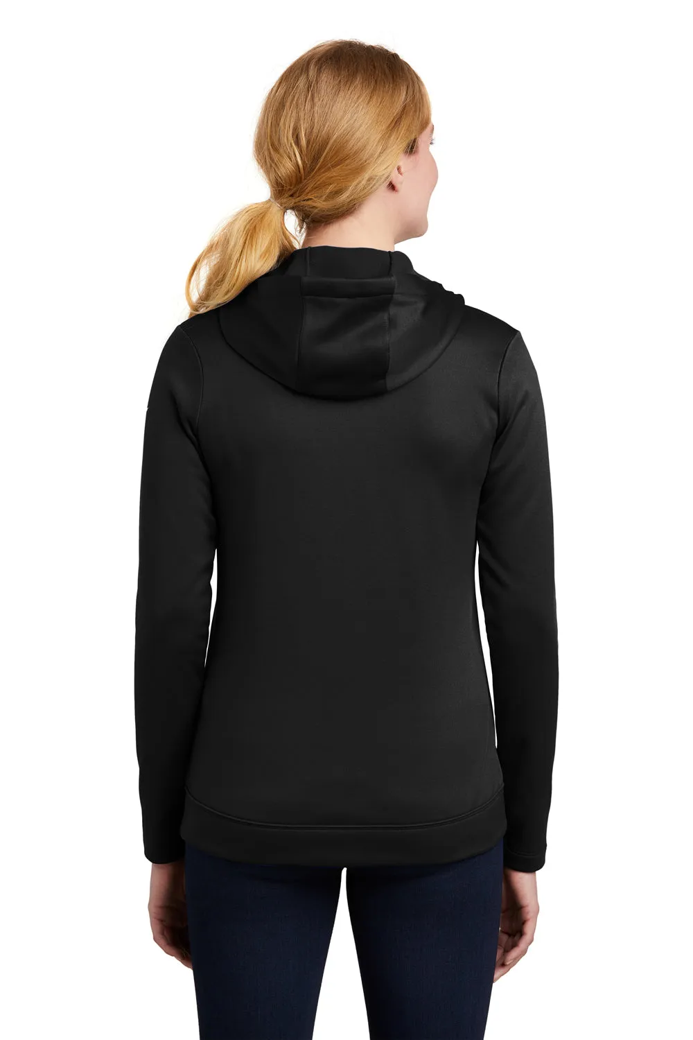 Nike Womens Therma-Fit Moisture Wicking Fleece Full Zip Hooded Sweatshirt Hoodie w/ Pockets - Black