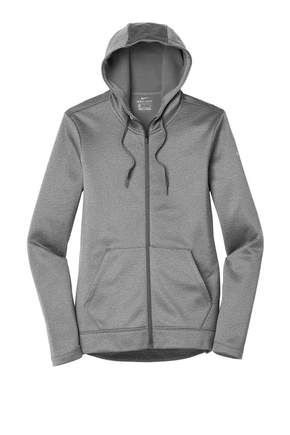 Nike Womens Therma-Fit Moisture Wicking Fleece Full Zip Hooded Sweatshirt Hoodie w/ Pockets - Heather Dark Grey