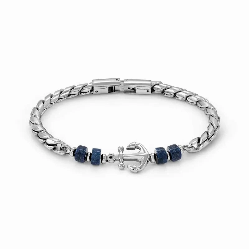 Nomination Atlante Bracelet, Anchor & Natural Stones, Stainless Steel