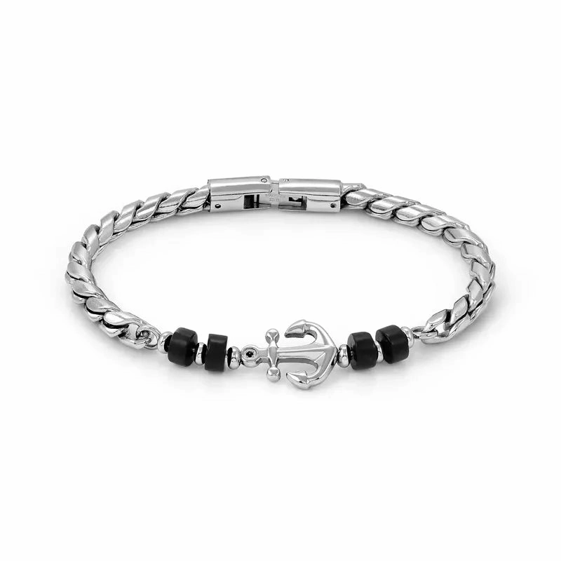 Nomination Atlante Bracelet, Anchor & Natural Stones, Stainless Steel