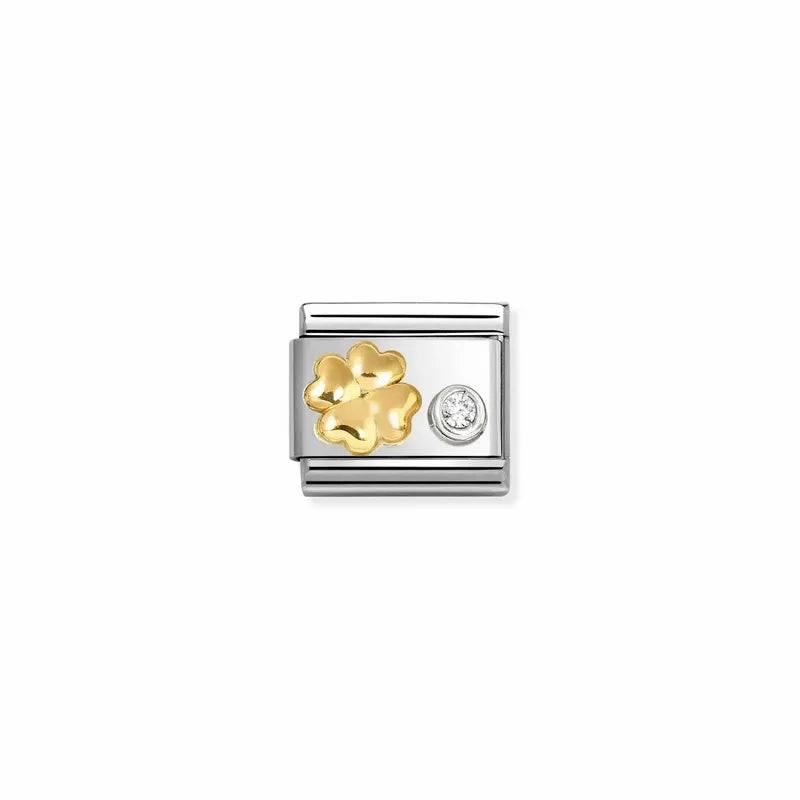 Nomination Composable Link 4-Leaf Clover & Cubic Zirconia, Silver