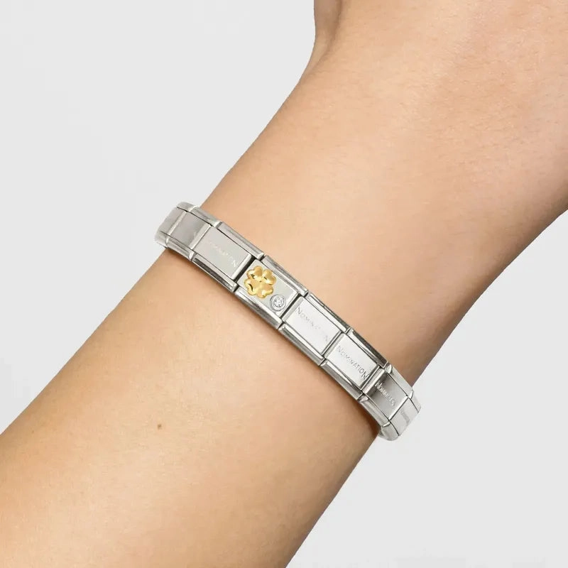 Nomination Composable Link 4-Leaf Clover & Cubic Zirconia, Silver