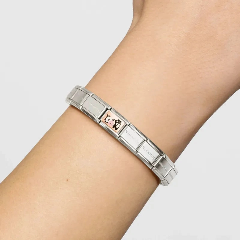 Nomination Composable Link Ballet Shoes with Flowers, 9K Rose Gold & Enamel
