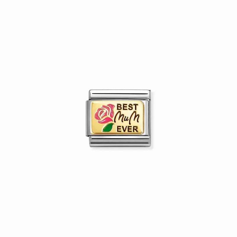 Nomination Composable Link Best Mum Ever, 18K Gold & Enamel