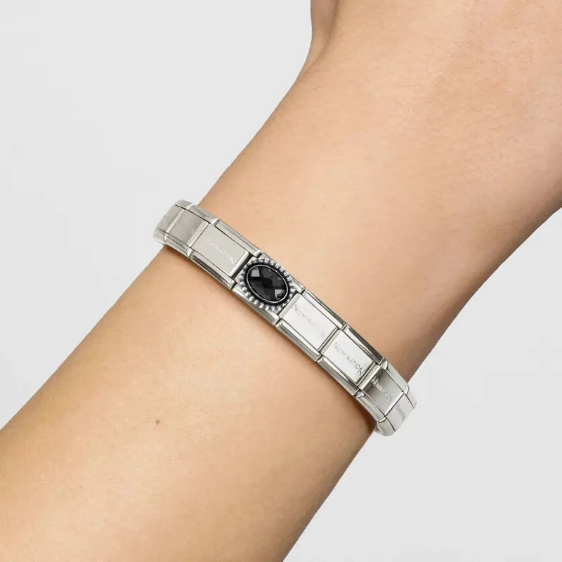 Nomination Composable Link Black Vintage Effect Stone, Silver