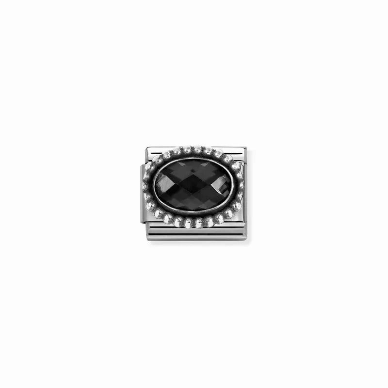 Nomination Composable Link Black Vintage Effect Stone, Silver