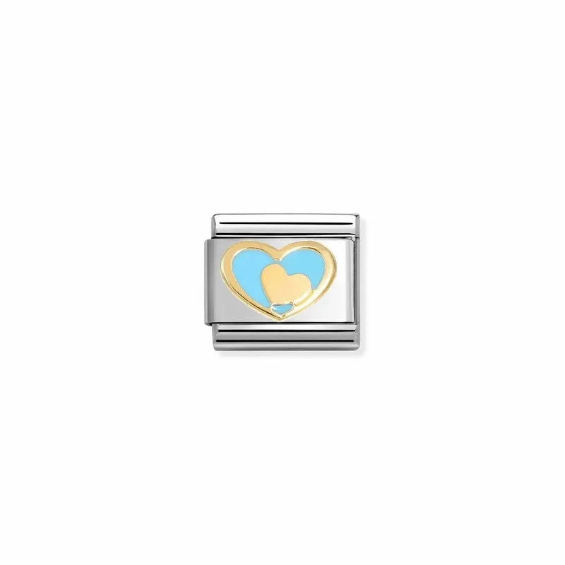 Nomination Composable Link Blue Heart-Gold, 18K Gold & Enamel