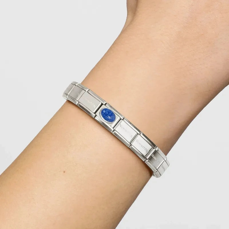 Nomination Composable Link Blue Lapis Lazuli Stone, Silver