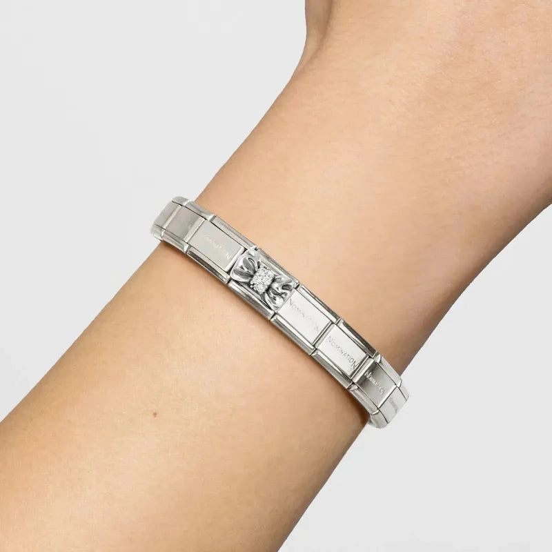 Nomination Composable Link Bow with Cubic Zirconia, Silver