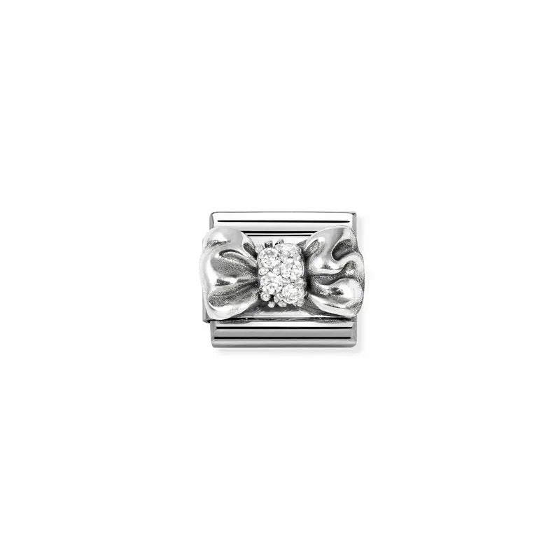 Nomination Composable Link Bow with Cubic Zirconia, Silver