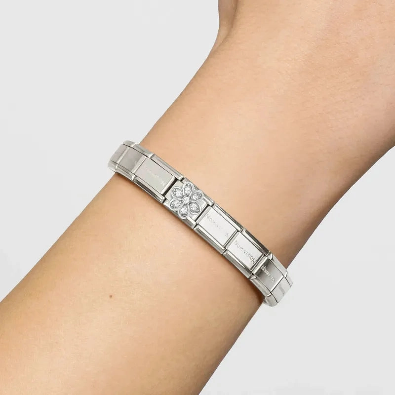 Nomination Composable Link Daisy White Cubic Zirconia, Silver
