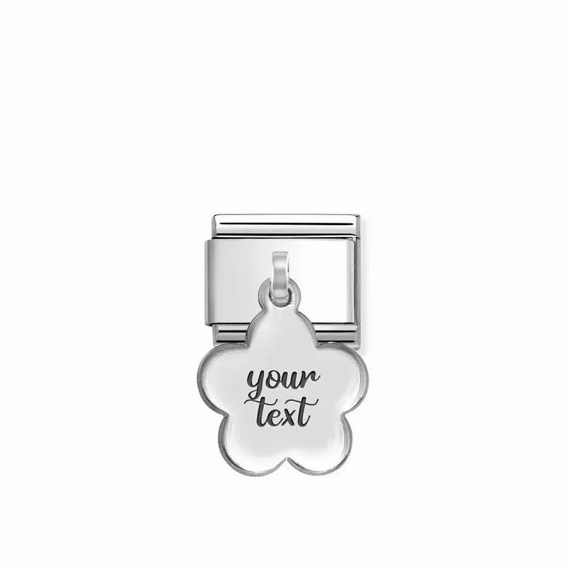 Nomination Composable Link Flower Engraving Pendant, Silver