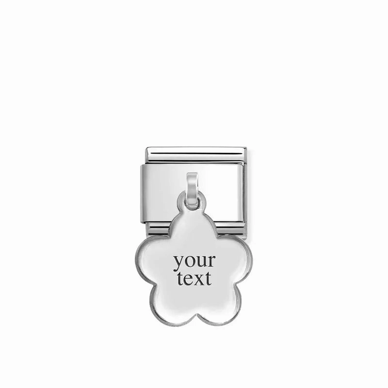 Nomination Composable Link Flower Engraving Pendant, Silver