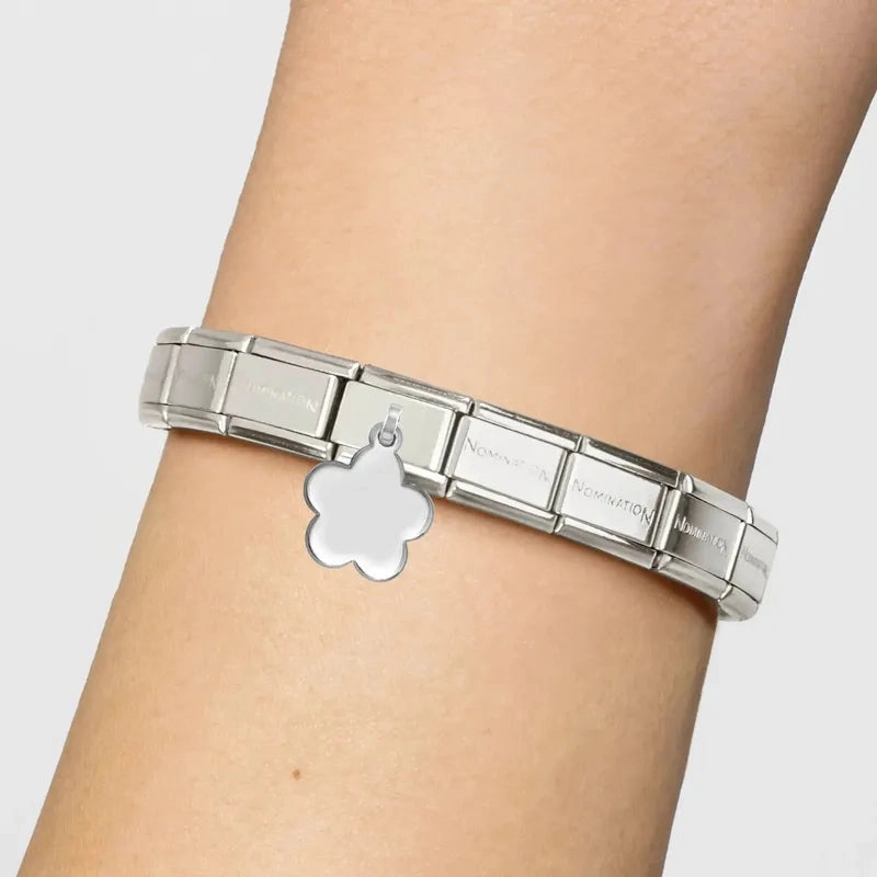 Nomination Composable Link Flower Engraving Pendant, Silver