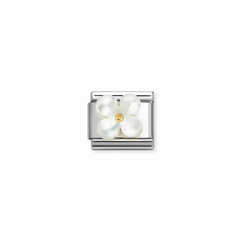 Nomination Composable Link Flower white Mother of Pearl, Silver