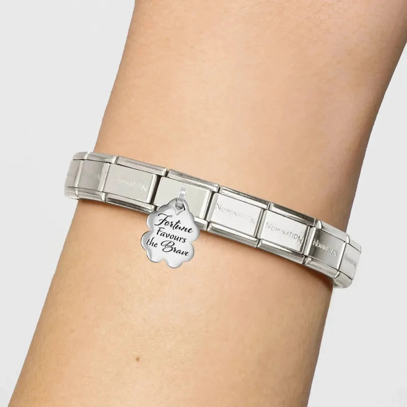 Nomination Composable Link Fortune Favours the Brave Pendant, Silver