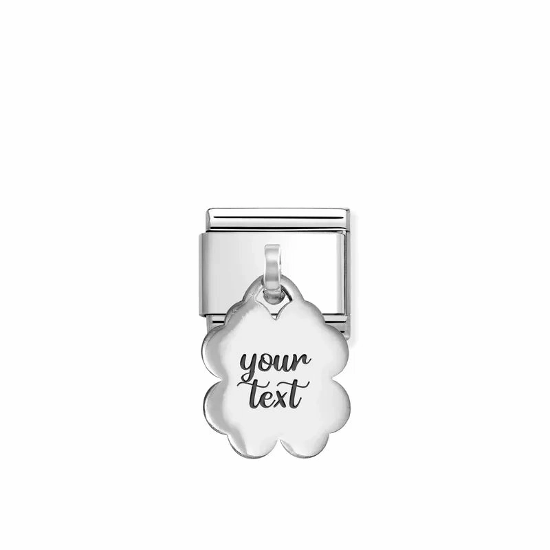 Nomination Composable Link Four-Leaf Clover Engraving Pendant, Silver