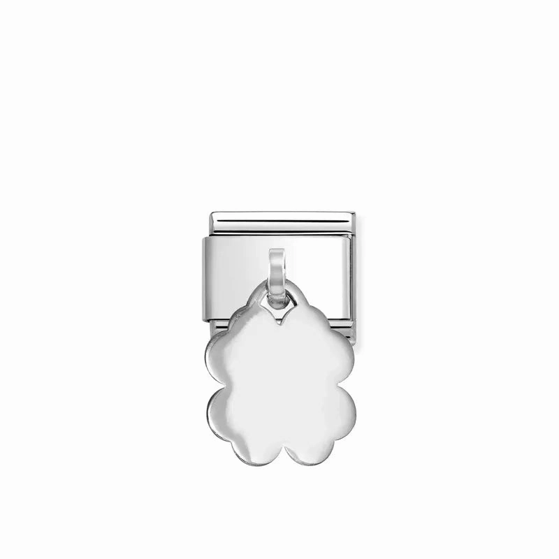 Nomination Composable Link Four-Leaf Clover Engraving Pendant, Silver