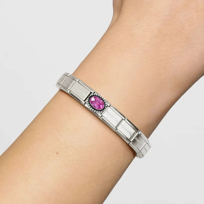Nomination Composable Link Fuchsia Vintage Effect Stone, Silver
