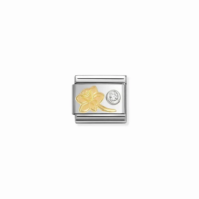 Nomination Composable Link Gold Daffodil & Cubic Zirconia, Silver