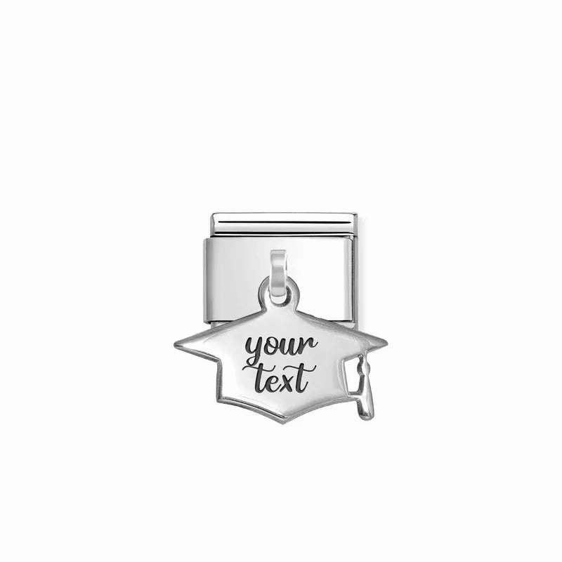 Nomination Composable Link Graduation Hat Engraving Pendant, Silver