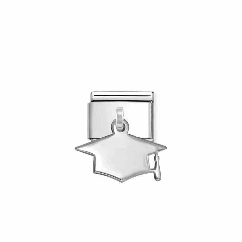 Nomination Composable Link Graduation Hat Engraving Pendant, Silver
