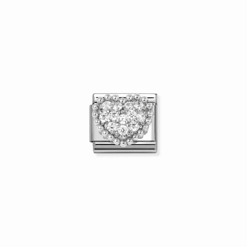 Nomination Composable Link Heart White Cubic Zirconia, Silver