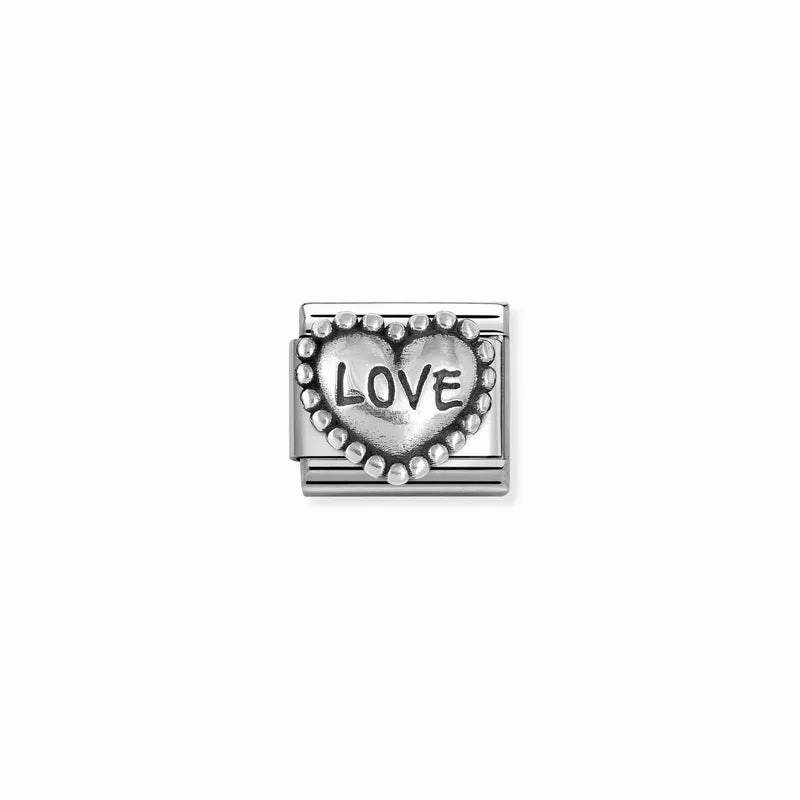 Nomination Composable Link Love Heart Beaded Setting, Silver
