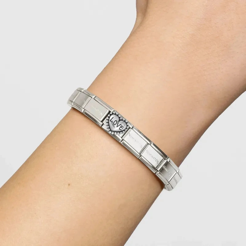 Nomination Composable Link Love Heart Beaded Setting, Silver