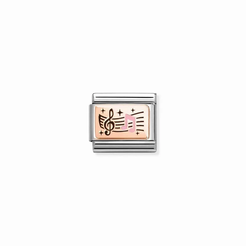 Nomination Composable Link Musical Notes, 9K Rose Gold & Enamel