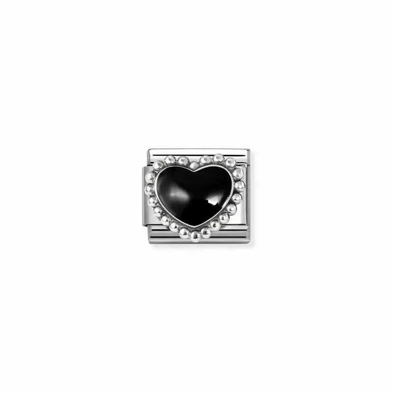 Nomination Composable Link Pastel Black Heart, Silver & Enamel