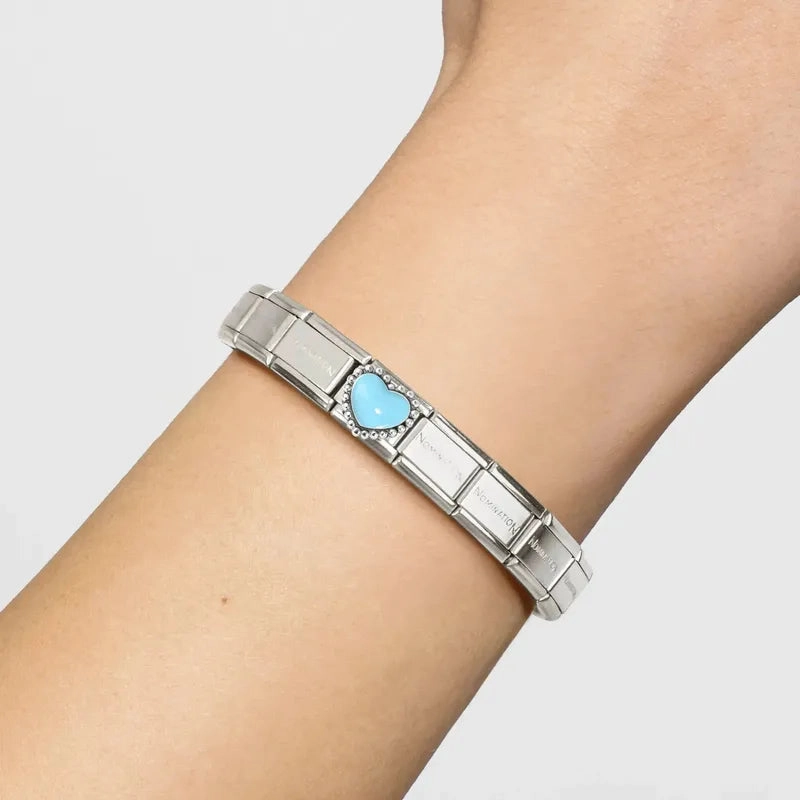 Nomination Composable Link Pastel Blue Heart, Silver & Enamel