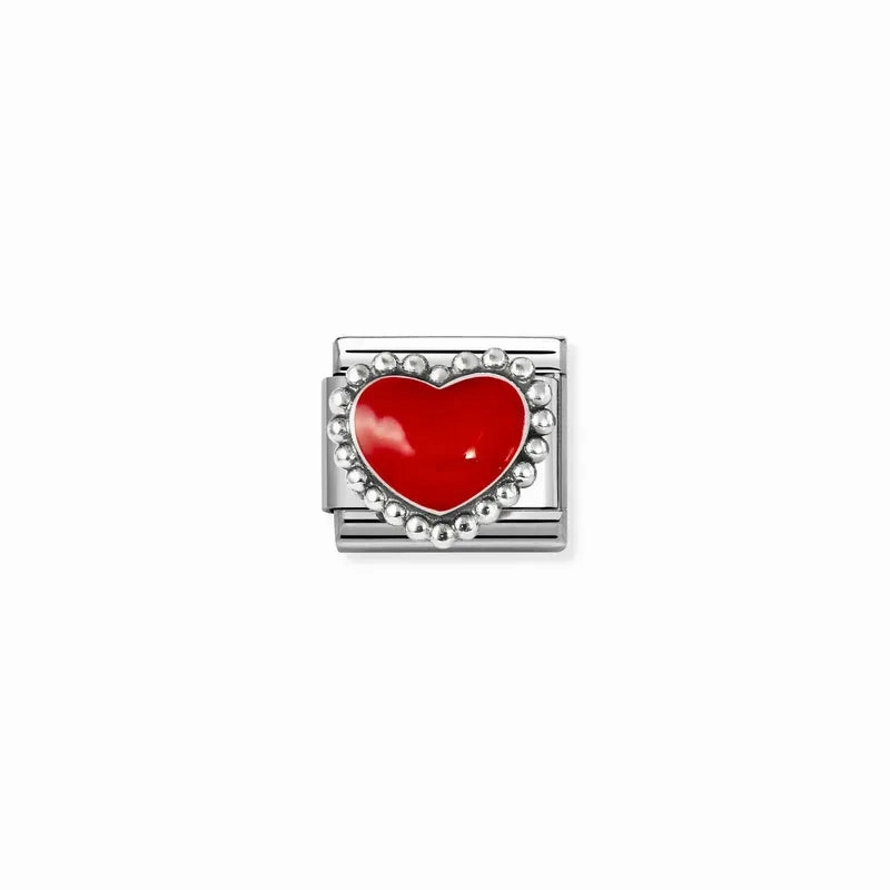 Nomination Composable Link Pastel Red Heart, Silver & Enamel