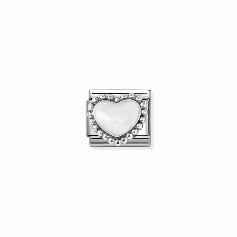 Nomination Composable Link Pastel White Heart, Silver & Enamel