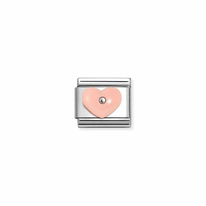 Nomination Composable Link Pink Coral Heart, Silver