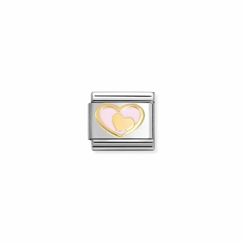 Nomination Composable Link Pink Heart-Gold, 18K Gold & Enamel