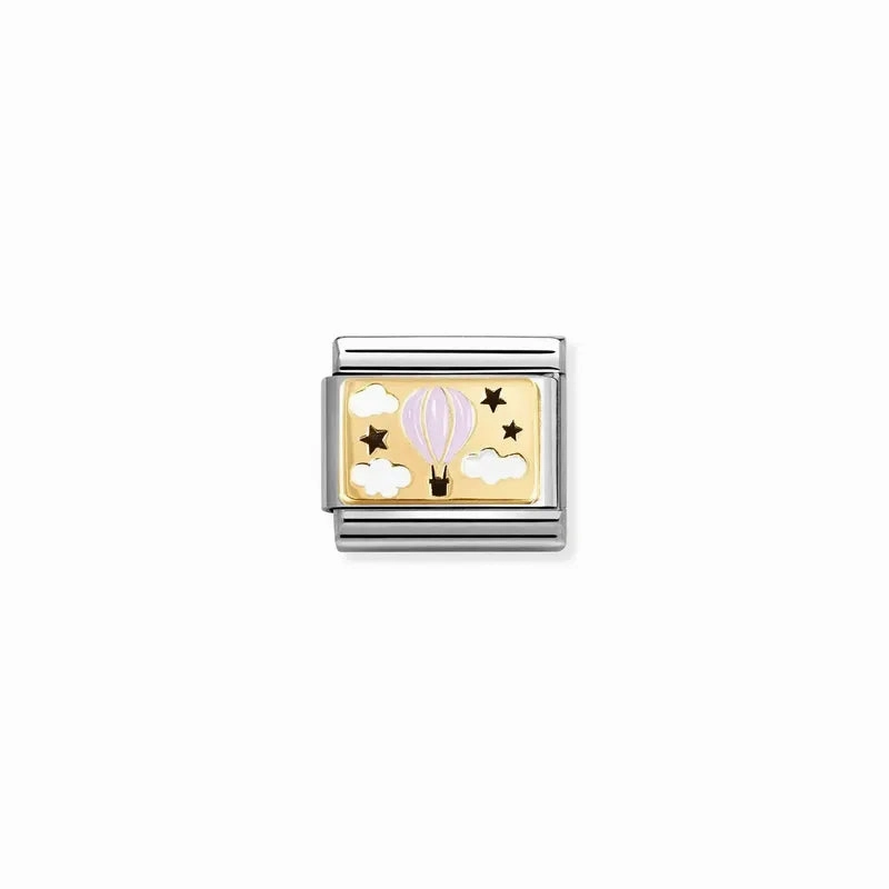 Nomination Composable Link Pink Hot Air Balloon, 18K Gold & Enamel