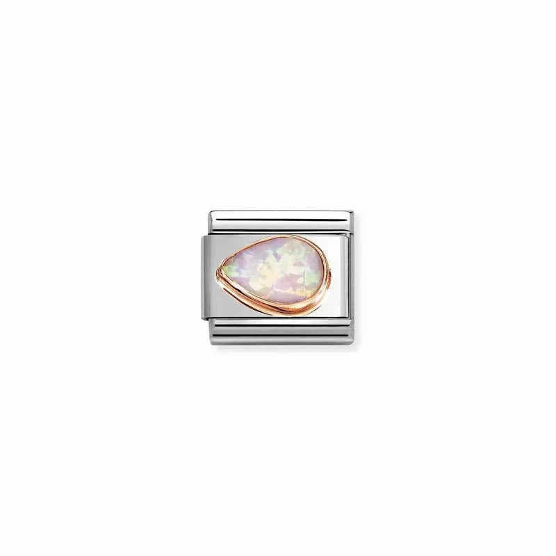 Nomination Composable Link Pink Opal Drop Left, 9K Rose Gold