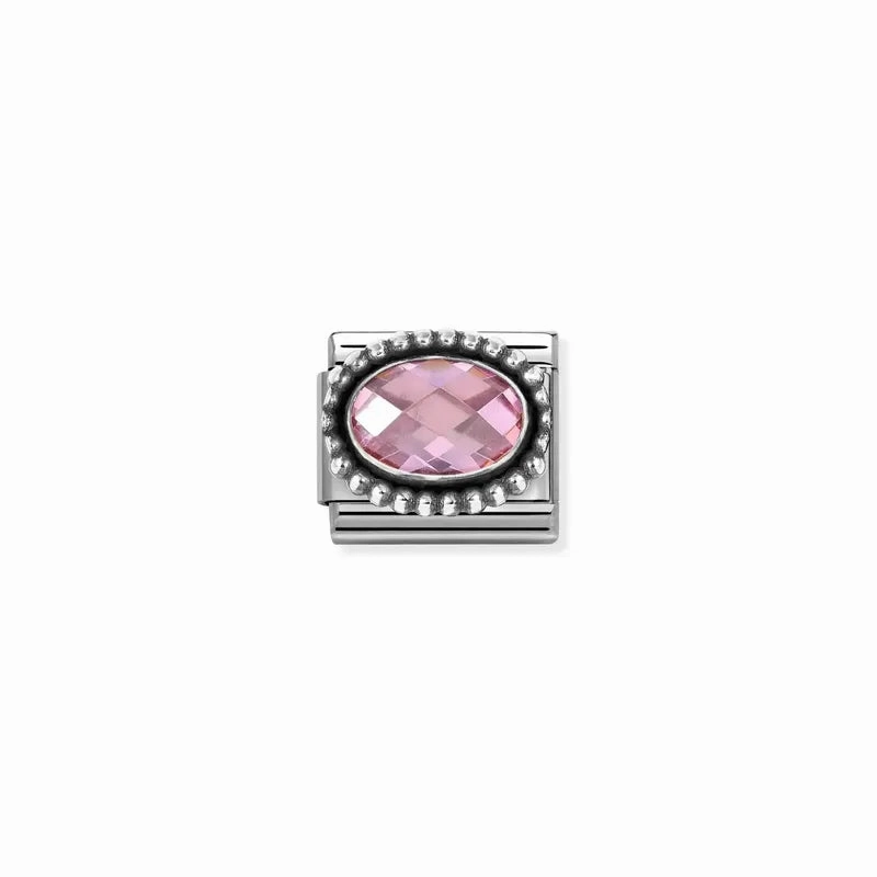Nomination Composable Link Pink Vintage Effect Stone, Silver