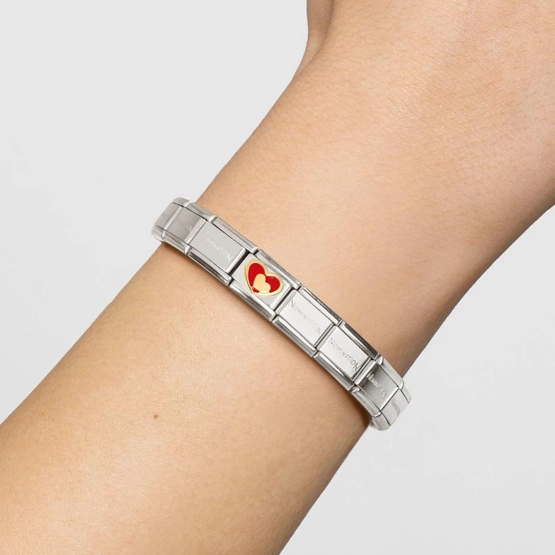Nomination Composable Link Red Heart-Gold, 18K Gold & Enamel