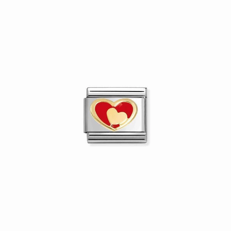 Nomination Composable Link Red Heart-Gold, 18K Gold & Enamel