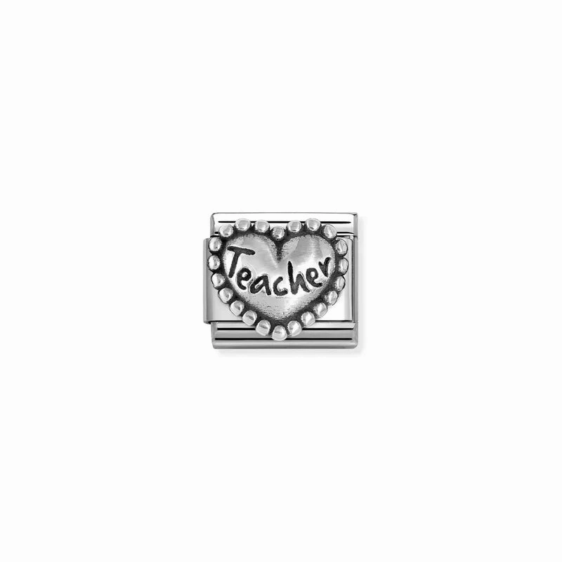 Nomination Composable Link Teacher Heart Beaded Setting, Silver