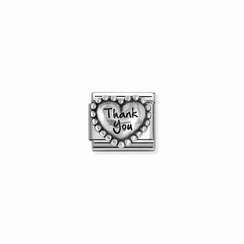 Nomination Composable Link Thank you in Heart, Silver