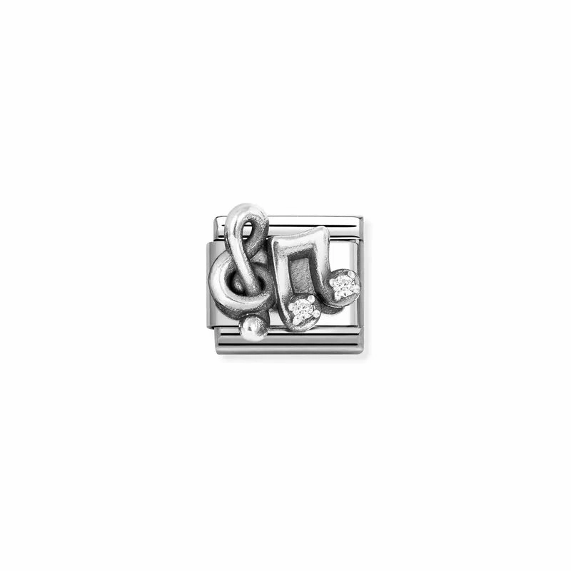 Nomination Composable Link Treble Clef & Music Note with Cubic Zirconia, Silver