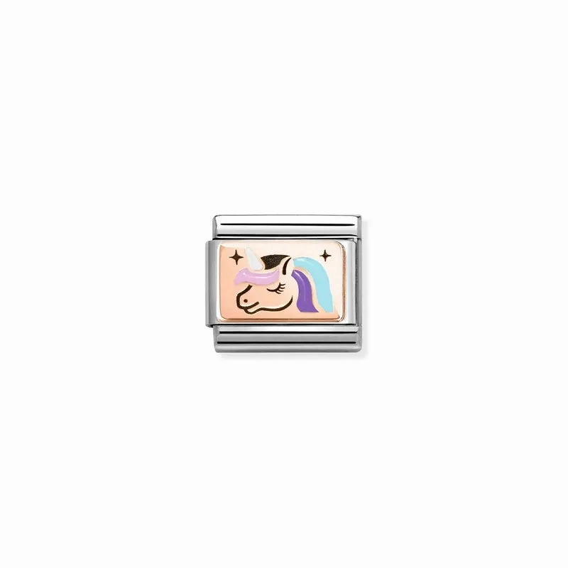 Nomination Composable Link Unicorn, 9K Rose Gold & Enamel