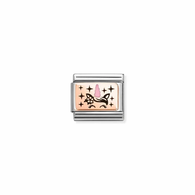 Nomination Composable Link Unicorn Horn, 9K Rose Gold & Enamel