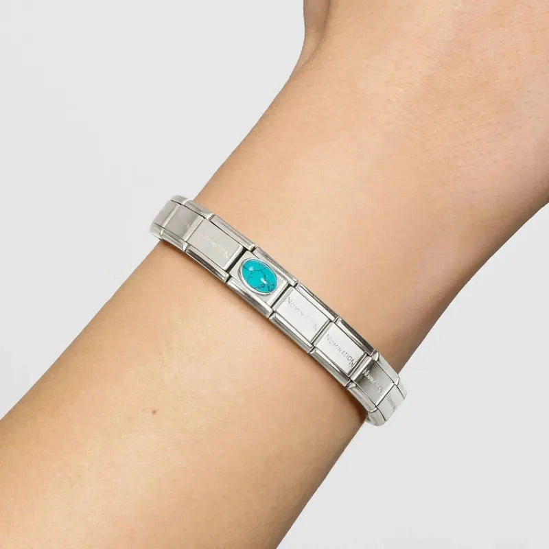 Nomination Composable Link Veined Turquoise Stone, Silver